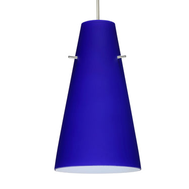 Cierro tapered pendant in Cobalt Blue Matte glass, satin nickel cord | Besa Lighting