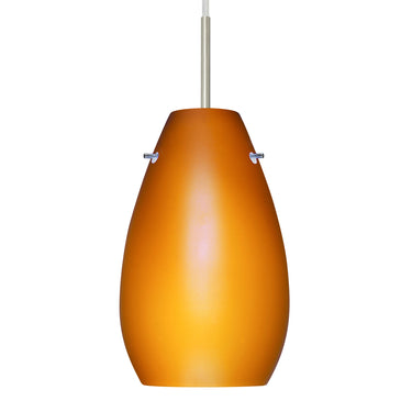 Pera 9 bell pendant in Amber Matte glass, satin nickel cord | Besa Lighting