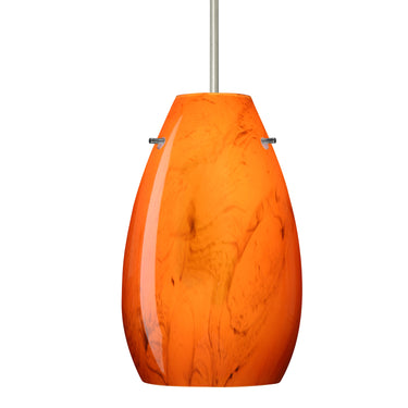 Pera 9 bell pendant in Habanero glass, satin nickel cord | Besa Lighting