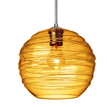Wave 10 cable pendant: Amber glass shade | Besa Lighting