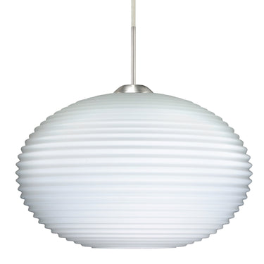 Pape 12 stem pendant: Opal Ribbed glass shade | Besa Lighting