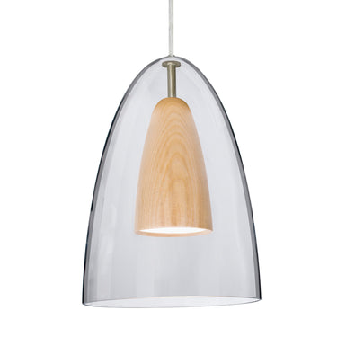 Dano in Clear glass with Natural wood | Besa Lighting