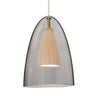 Dano pendant: Smoke glass cone around a Natural wood cone | Besa Lighting