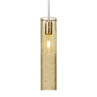 Juni 16 cylinder pendant in Gold Bubble glass, satin nickel cord and canopy | Besa Lighting