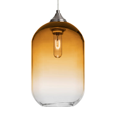 Omega 12 stem pendant: Amber/Clear glass shade | Besa Lighting