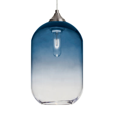 Omega 12 stem pendant: Blue/Clear glass shade | Besa Lighting