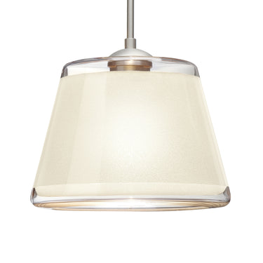Pica 9 stem pendant: White Sand glass shade | Besa Lighting