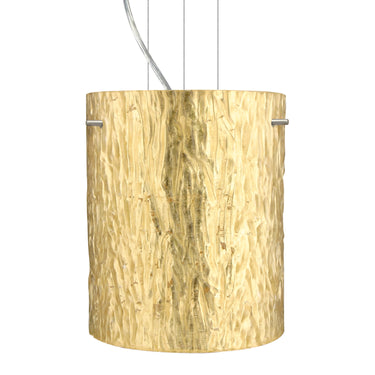 Tamburo 8 cord pendant: Stone Gold Foil glass shade | Besa Lighting