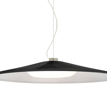 Swan cable pendant, Black shade, Satin Nickel finish | Besa Lighting