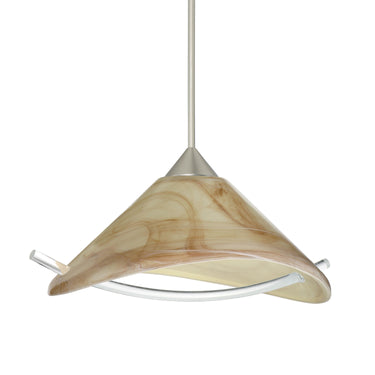 Hoppi cord mini pendant: Mocha/Clear, Satin Nickel | Besa Lighting