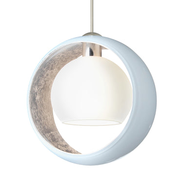 Pogo cord mini pendant: White/Inner Silver Foil, Satin Nickel | Besa Lighting