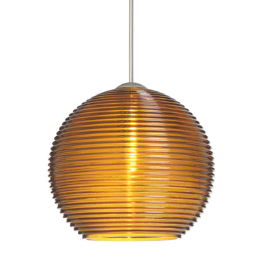 Kristall 6 cord mini pendant: Amber, Satin Nickel | Besa Lighting