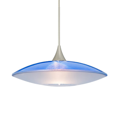 Spazio cord mini pendant: Blue/Frost, Satin Nickel | Besa Lighting
