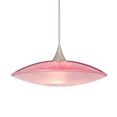Spazio cord mini pendant: Red/Frost, Satin Nickel | Besa Lighting