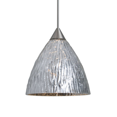 Eve cord mini pendant: Stone Silver Foil, Satin Nickel | Besa Lighting