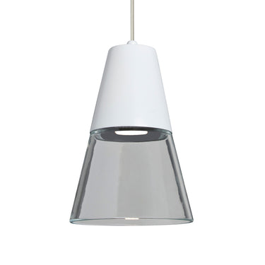 Timo 6 cord mini pendant: Clear/White, Satin Nickel | Besa Lighting