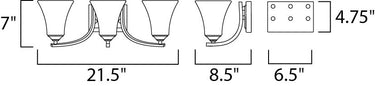 Maxim Lighting Aurora 3-Light Bath Vanity Satin Nickel