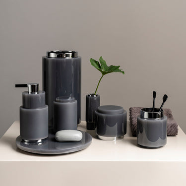 Aro Wastebasket Graphite by Vallvé, close-up