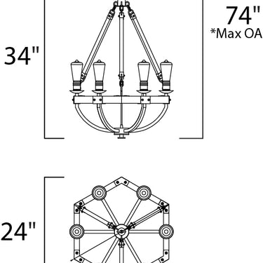 Maxim Lighting Lodge 6-Light Chandelier Weathered Oak/Bronze