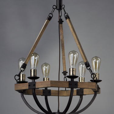 Maxim Lighting Lodge 6-Light Chandelier Weathered Oak/Bronze