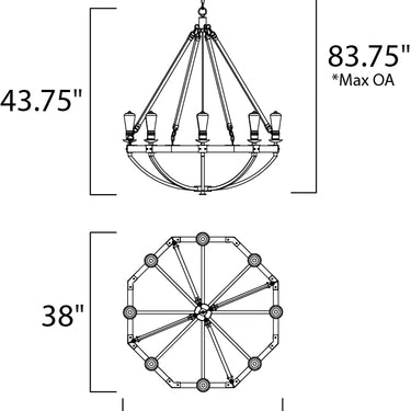 Maxim Lighting Lodge 8-Light Chandelier Weathered Oak/Bronze