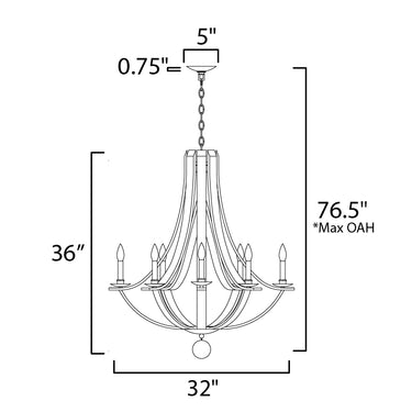 Maxim Lighting Basque 8-Light Chandelier Driftwood/Anthracite