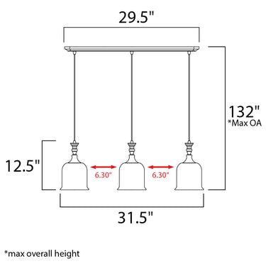 Maxim Lighting Centennial 3-Light Pendant Polished Nickel