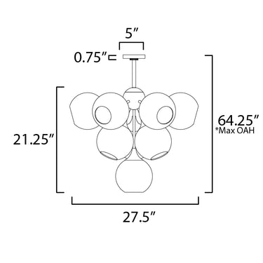Maxim Lighting Neve 10-Light Pendant Natural Aged Brass