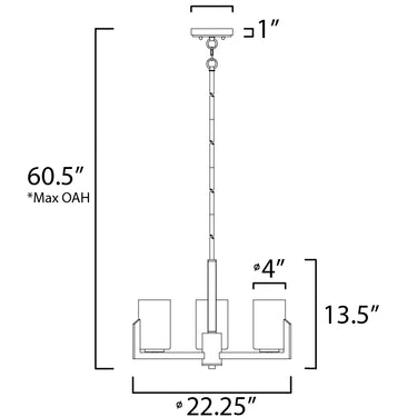 Maxim Lighting Dart 3-Light Chandelier Satin Brass