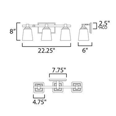 Maxim Lighting Cubos 3-Light Bath Vanity Satin Nickel