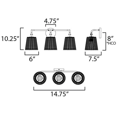 Maxim Lighting Baja 3-Light Bath Vanity Dark Bronze