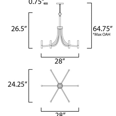 Maxim Lighting Lyndon 6-Light Chandelier Bronze/Antique Brass