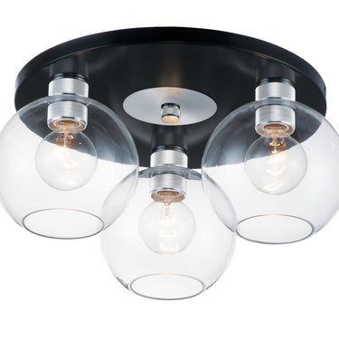 Maxim Lighting Vessel 3-Light Flush Mount Black/Brushed Aluminum