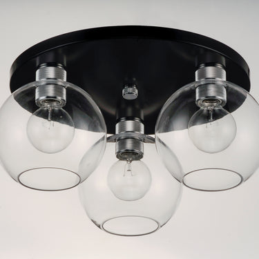 Maxim Lighting Vessel 3-Light Flush Mount Black/Brushed Aluminum