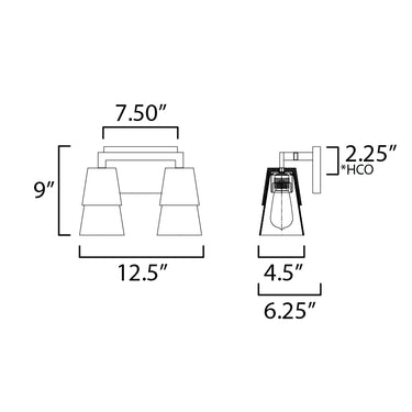 Maxim Lighting Carpenter 2-Light Bath Vanity Walnut/Black