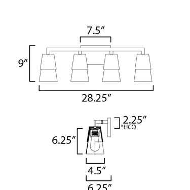 Maxim Lighting Carpenter 4-Light Bath Vanity Walnut/Black