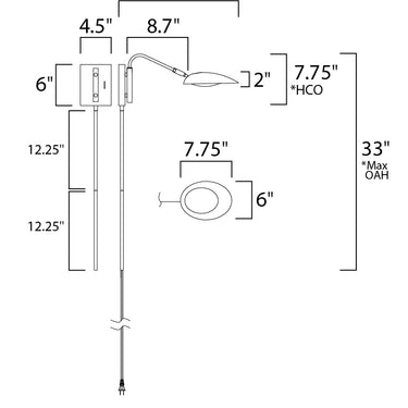Maxim Lighting Scan LED Pin-Up Wall Sconce Black/Satin Brass