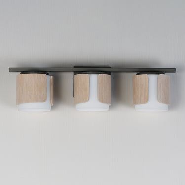Maxim Lighting Draughtsman 3-Light Bath Vanity Natural Wood/Charcoal