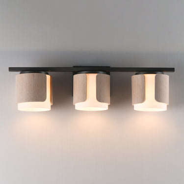 Maxim Lighting Draughtsman 3-Light Bath Vanity Natural Wood/Charcoal