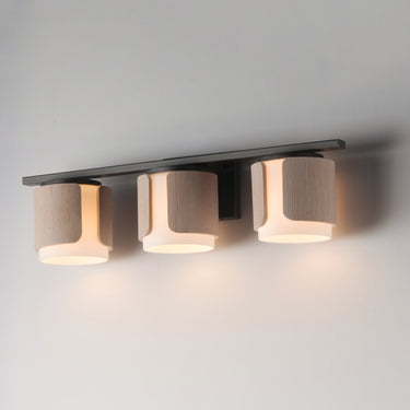 Maxim Lighting Draughtsman 3-Light Bath Vanity Natural Wood/Charcoal