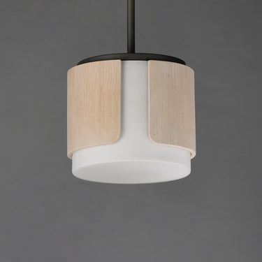 Maxim Lighting Draughtsman 10" Semi Flush Mount Pendant Natural Wood/Charcoal