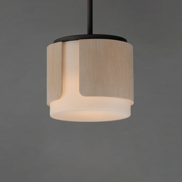 Maxim Lighting Draughtsman 10" Semi Flush Mount Pendant Natural Wood/Charcoal