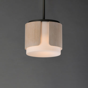 Maxim Lighting Draughtsman 10" Semi Flush Mount Pendant Natural Wood/Charcoal