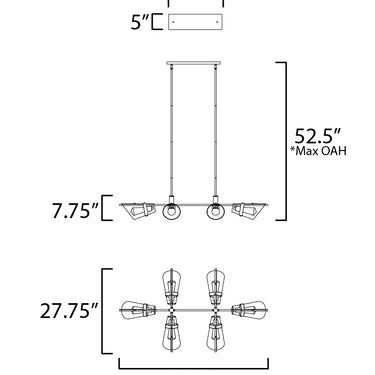 Maxim Lighting Finch 6-Light Linear Pendant Dark Bronze/Antique Brass