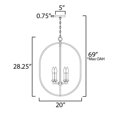 Maxim Lighting Martel 4-Light Pendant Etruscan Gold