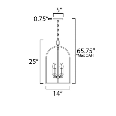 Maxim Lighting Martel 4-Light Pendant Etruscan Gold