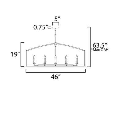 Maxim Lighting Martel 8-Light Linear Chandelier Blacksmith