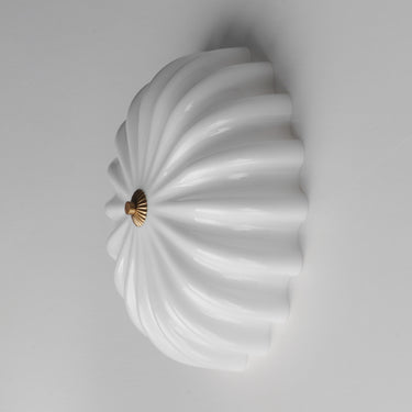 Maxim Lighting Bundt 15" Flush Mount White/Natural Aged Brass
