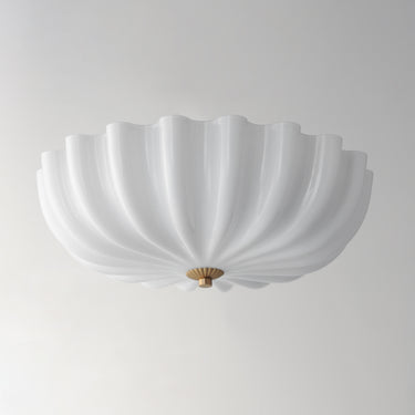 Maxim Lighting Bundt 15" Flush Mount White/Natural Aged Brass