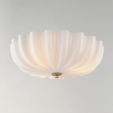 Maxim Lighting Bundt 15" Flush Mount White/Natural Aged Brass